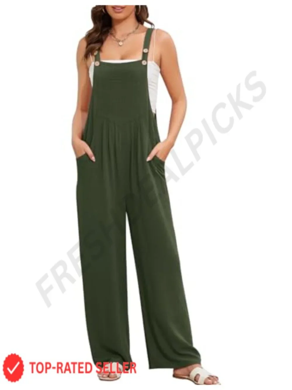 Women's Cotton Linen Loose Fit Bib Overalls Wide Leg Jumpsuit Casual Summer